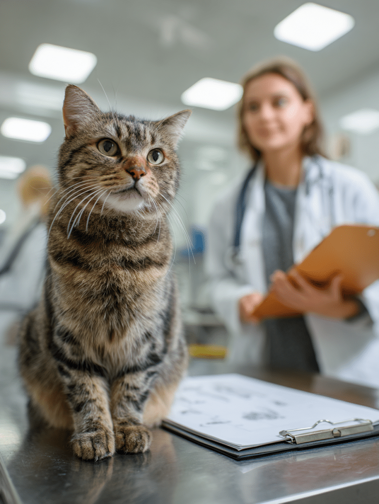 Why Is My Cat Coughing? Causes, Care & When to Worry 3 Veterinarian examining a coughing cat