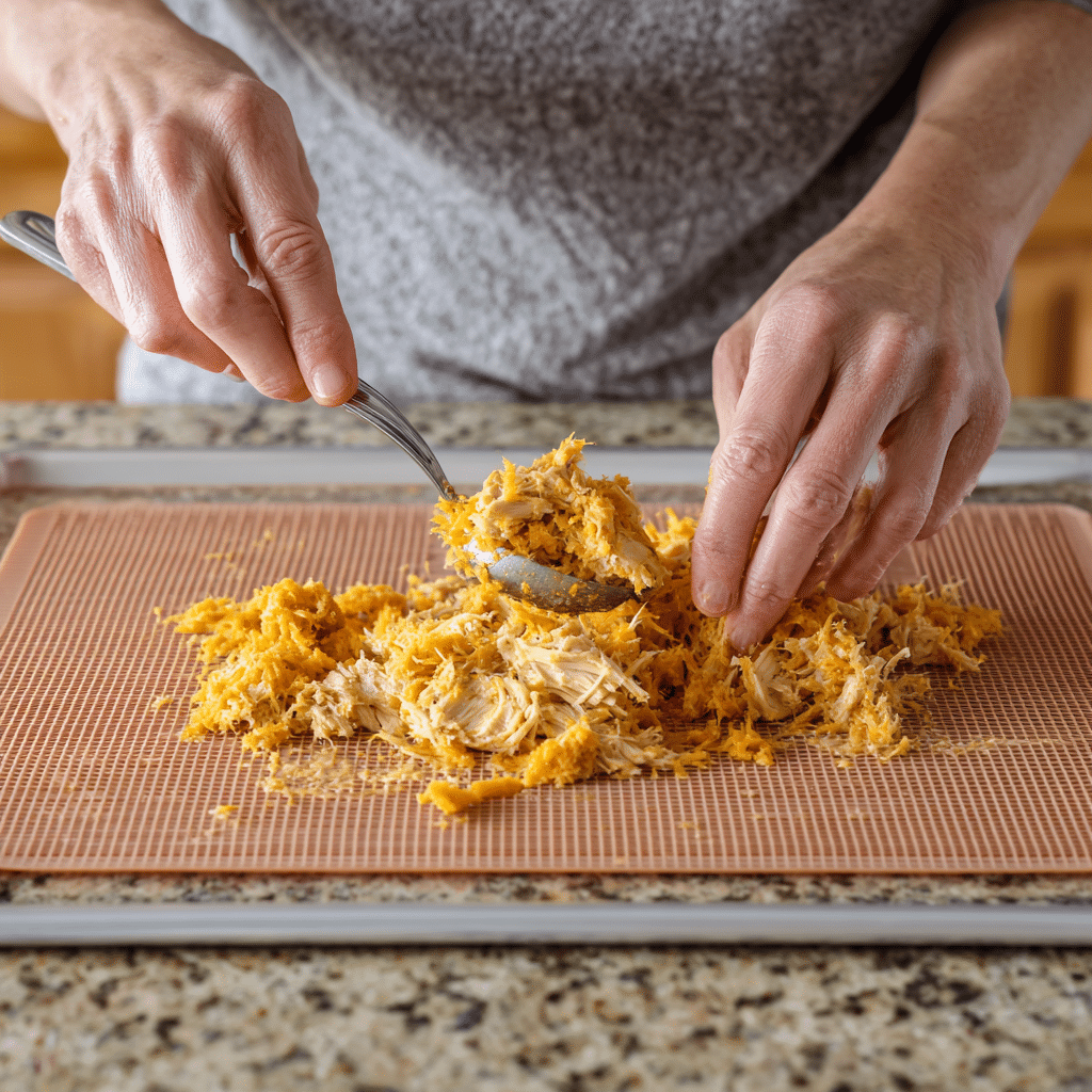 Lick Mat Recipes for Dogs That Will Keep Tails Wagging 3 Spreading chicken and pumpkin on dog lick mat