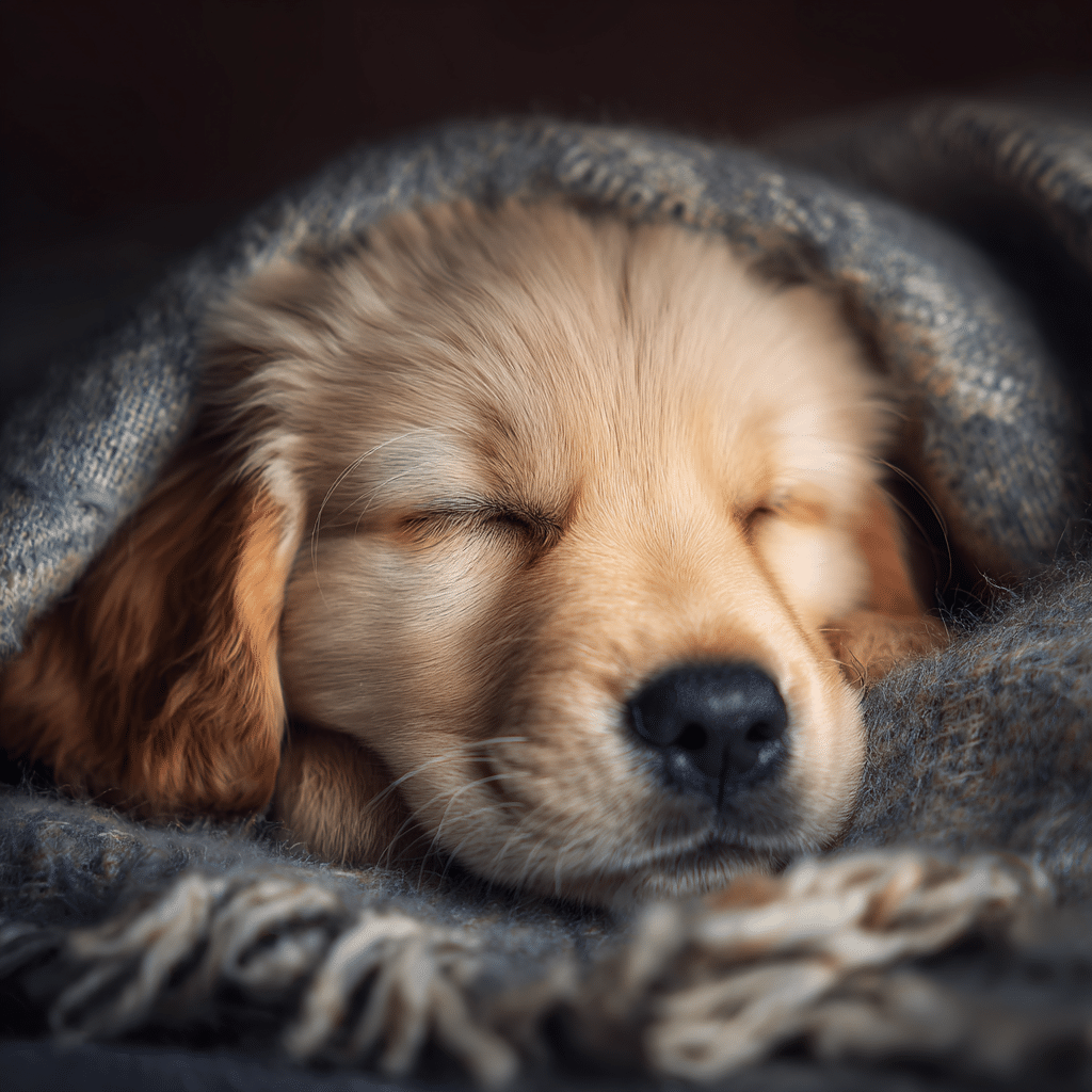 calm puppy sleeping after bedtime routine