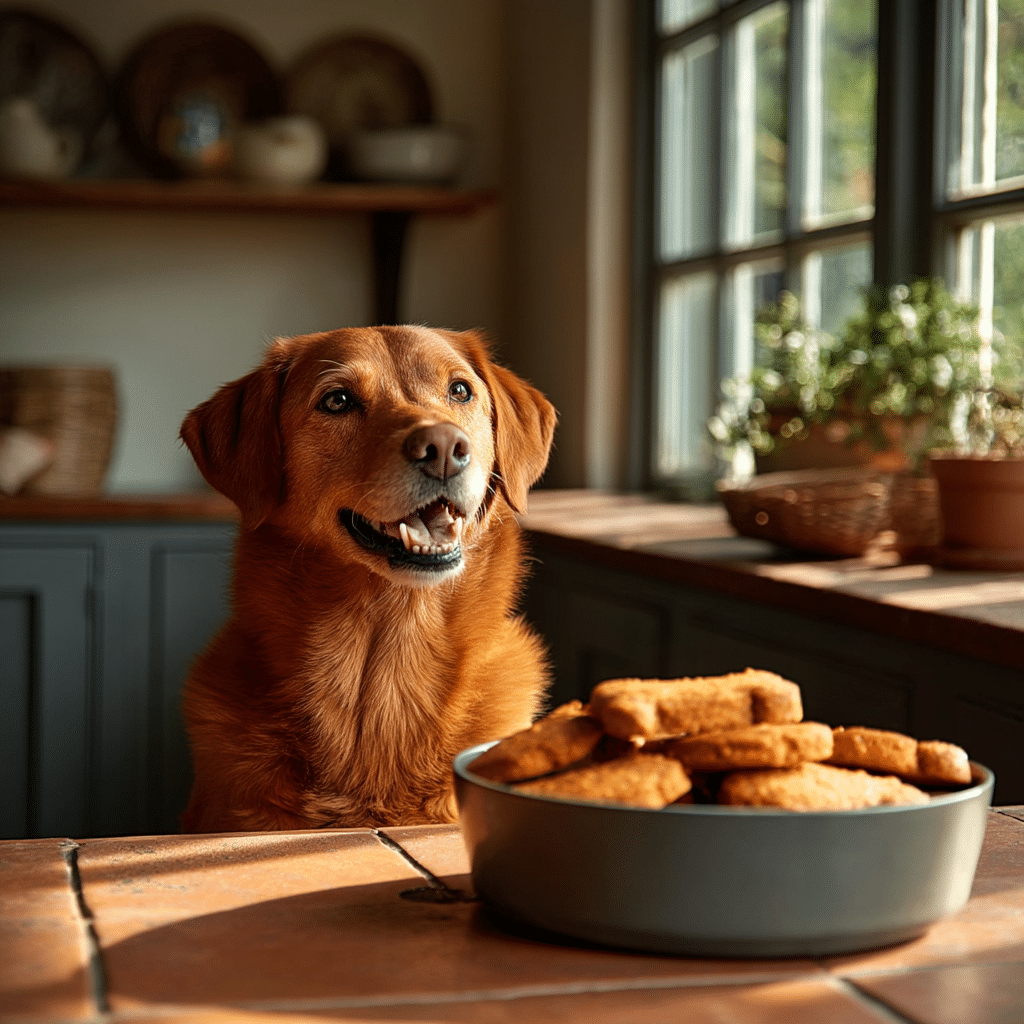 Sweet Potato Dog Biscuits: Healthy, Homemade, and Tail-Wagging Good 6 Rescue dog enjoying homemade sweet potato biscuits
