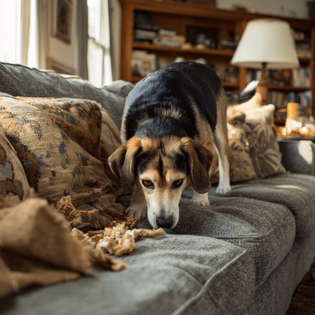 10 Mental Stimulation Games That Tire Out Dogs (Brain Work = Calm Dog) 4 dog playing hide and seek treat game