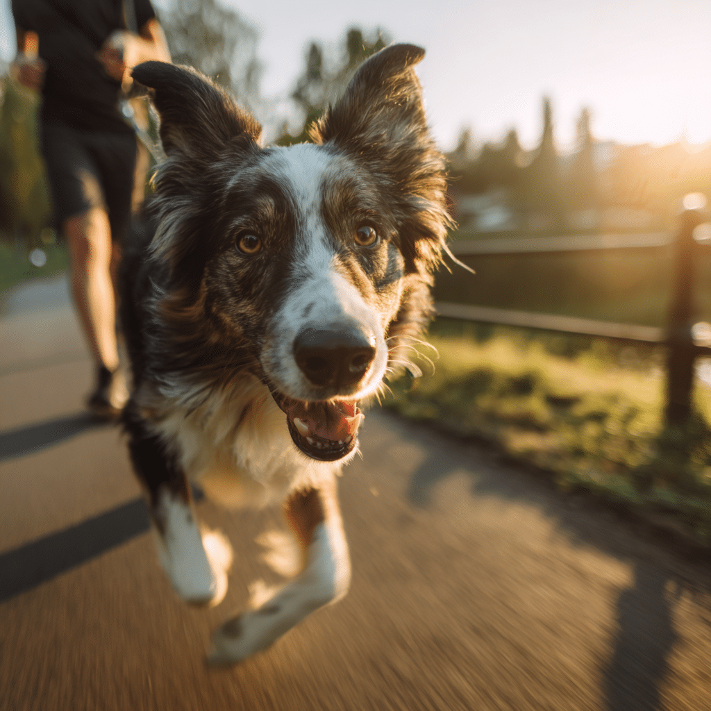 15 Proven Ways to Tire Out a Dog (Indoors, Outdoors & Without Walking) 5 Dog jogging with owner in park